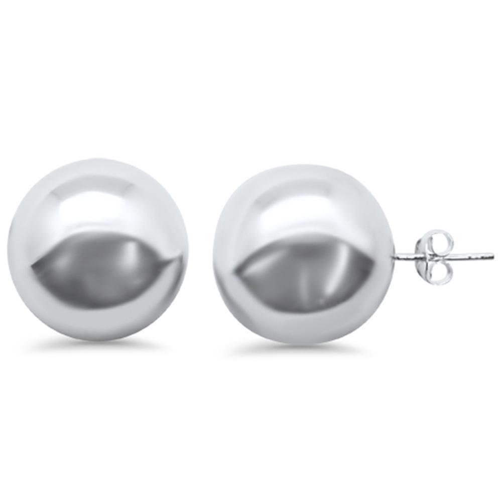 Sterling Silver Plain Round Ball Stud Earrings - silverdepot