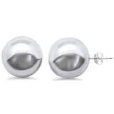 Sterling Silver Plain Round Ball Stud Earrings