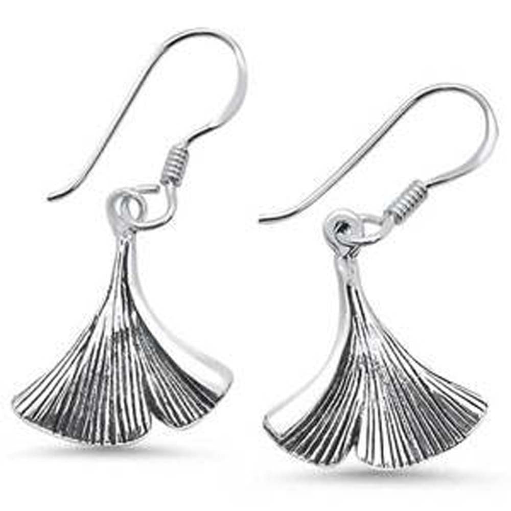 Sterling Silver Plain Whale Tale Design Dangling Earrings