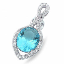 Load image into Gallery viewer, Sterling Silver Aquamarine and Cubic Zirconia Pendant