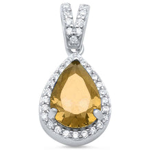 Load image into Gallery viewer, Sterling Silver Pear Champagne and Cubic Zirconia PendantAndLength 0.62Inches