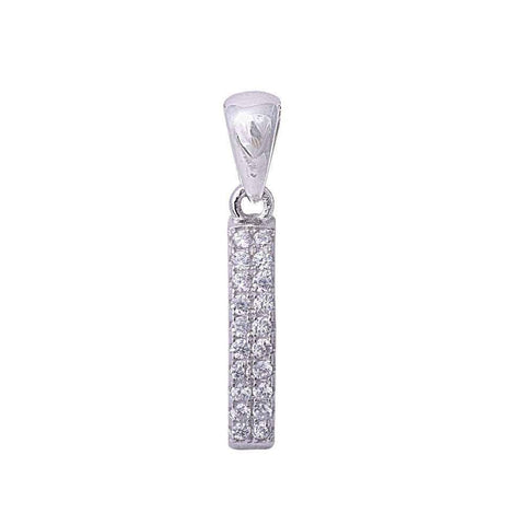 Sterling Silver Mciro Pave Cubic Zirconia Bar Pendant