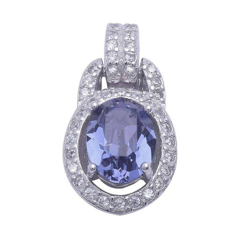 Sterling Silver Tanzanite & Cubic Zirconia Pendant