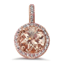 Load image into Gallery viewer, Sterling Silver Halo Rose Gold Plated Round Morganite Pendant