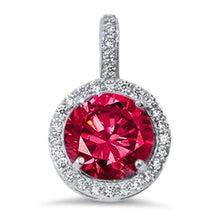 Load image into Gallery viewer, Sterling Silver Halo Ruby &amp; Cz Pendant