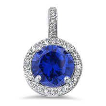 Load image into Gallery viewer, Sterling Silver Halo Tanzanite &amp; Cz Pendant