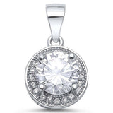 Sterling Silver 2.5ct Halo Style Fine Cubic Zirconia PendantAnd Length 17mm