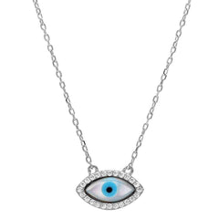 Sterling Silver Trendy Cubic Zirconia Evil eye with CZ StonesAnd Width 8 mm