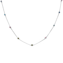 Load image into Gallery viewer, Sterling Silver Diamond By The Yard Multicolor Gemstone Necklace--Length 18&quot;