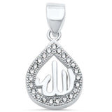 Sterling Silver Cubic Zirconia Arabic Allah PendantAnd Length 22mm