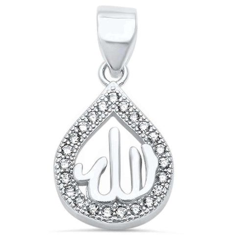 Sterling Silver Cubic Zirconia Arabic Allah PendantAnd Length 22mm