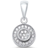 Sterling Silver Round Halo CZ PendantAnd Length 0.6 inchAnd Width 0.3 inch