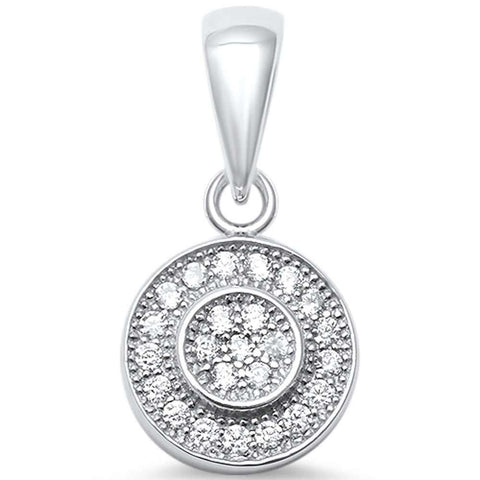 Sterling Silver Round Halo CZ PendantAnd Length 0.6 inchAnd Width 0.3 inch