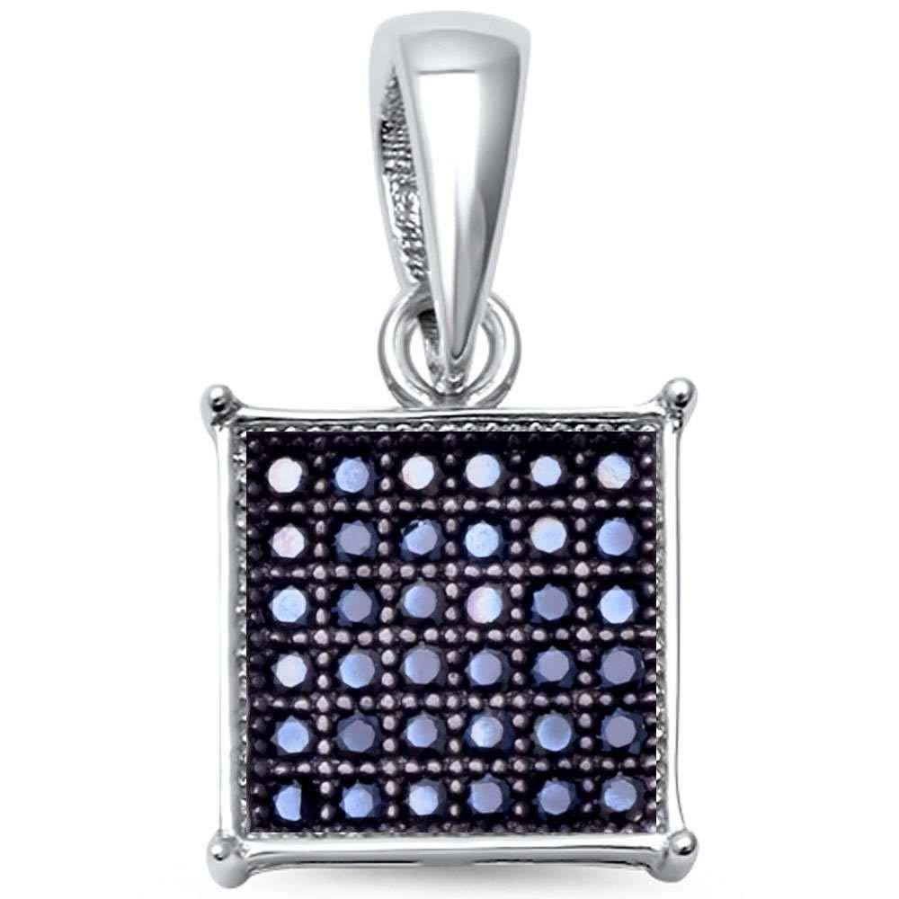 Sterling Silver Square Black Onyx PendantAnd Length 0.6 inchAnd Width 0.3 inch