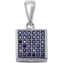 Load image into Gallery viewer, Sterling Silver Micro Pave Square Solitaire PendantAnd Length 0.6 inchAnd Width 0.3 inch