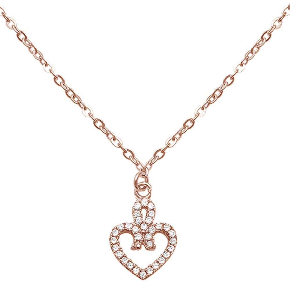 Sterling Silver Rose Gold Plated Infinite Love Heart Cz Necklace