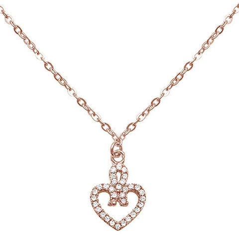 Sterling Silver Rose Gold Plated Infinite Love Heart Cz Necklace