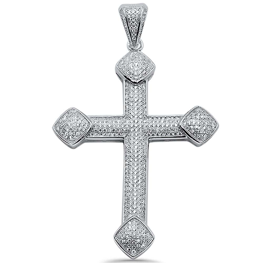 Sterling Silver Micro Pave Cubic Zirconia Cross Pendant