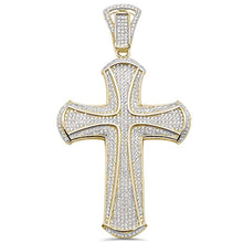 Load image into Gallery viewer, Sterling Silver Yellow Gold Plated Micro Pave Cubic Zirconia Cross Pendant