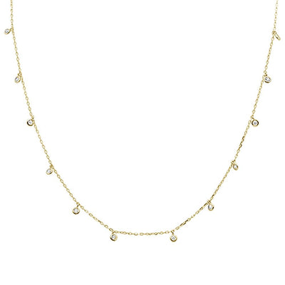 Sterling Silver Yellow Gold Plated Multi Round Bezel Cubic Zirconia Pendant Necklace