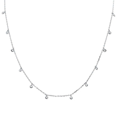 Sterling Silver Multi Round Bezel Cubic Zirconia Necklace