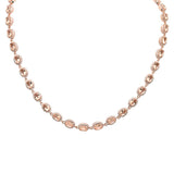 Sterling Silver Rose Gold Plated Morganite Oval and Cubic Zirconia Necklace