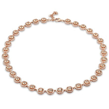 Load image into Gallery viewer, Sterling Silver Rose Gold Plated Morganite Round and Cubic Zirconia Necklace