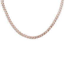 Load image into Gallery viewer, Sterling Silver Rose Gold Plated Mens Micro Pave Iced Franco Cubic Zirconia Necklace