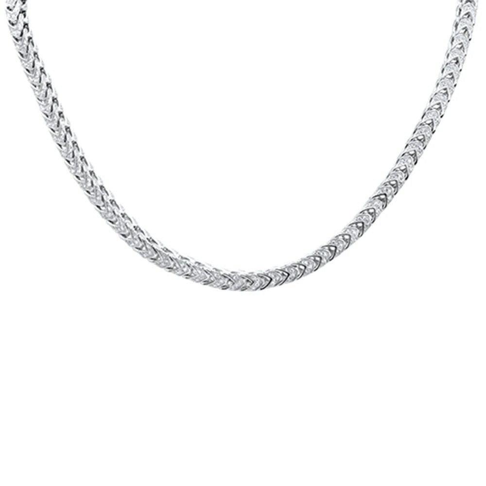 Sterling Silver Mens Micro Pave Iced Franco Cubic Zirconia Necklace