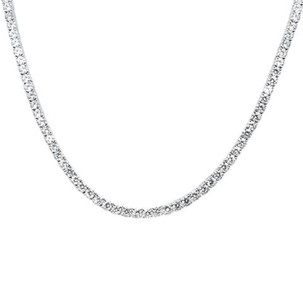 Sterling Silver 4mm Round Cubic Zirconia Necklace