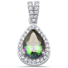 Load image into Gallery viewer, Sterling Silver Pear Rainbow Topaz and Cubic Zirconia Pendant