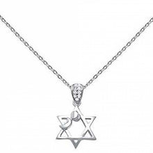 Load image into Gallery viewer, Sterling Silver Sun Moon Star of David Cubic Zirconia Pendant Necklace