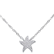 Load image into Gallery viewer, Sterling Silver Starfish Cubic Zirconia Pendant Necklace