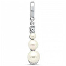 Load image into Gallery viewer, Sterling Silver 3 Mother Of Pearl and Cubic Zirconia Drop Pendant