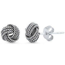 Load image into Gallery viewer, Sterling Silver Braided Studs EarringsAnd Thickness 6mm