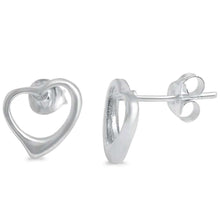 Load image into Gallery viewer, Sterling Silver Plain Heart EarringsAnd Width 9mm