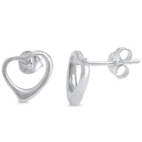 Sterling Silver Plain Heart EarringsAnd Width 9mm
