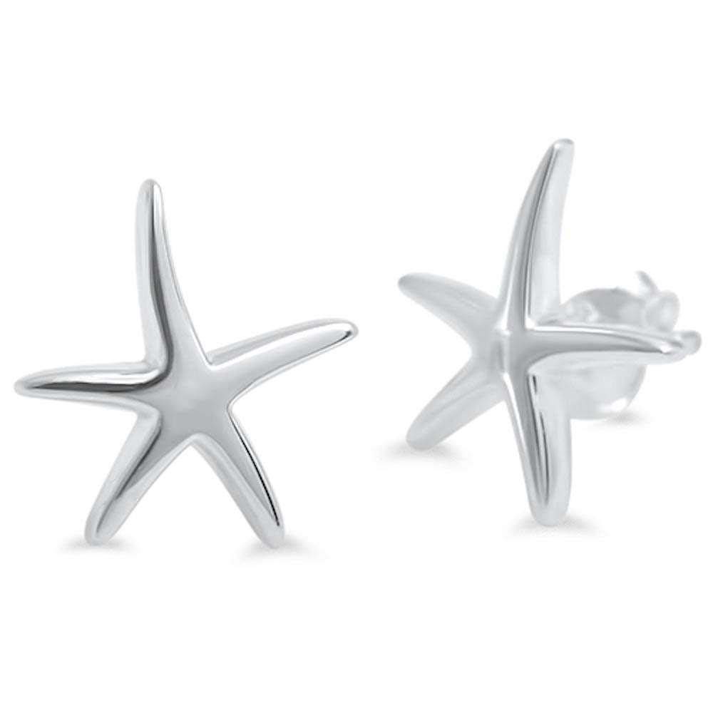 Sterling Silver Plain Starfish EarringsAnd Width 11mm