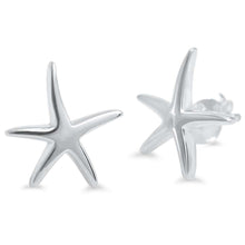 Load image into Gallery viewer, Sterling Silver Plain Starfish EarringsAnd Width 11mm