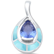 Load image into Gallery viewer, Sterling Silver Natural Larimar and Tanzanite Pendant