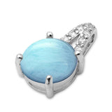 Sterling Silver Larimar and Cubic Zirconia Pendant