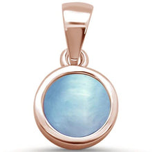 Load image into Gallery viewer, Sterling Silver Rose Gold Plated Round Natural Larimar Pendant