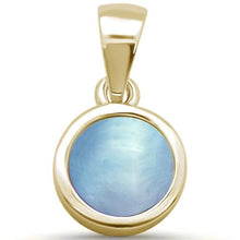 Load image into Gallery viewer, Sterling Silver Yellow Gold Plated Round Natural Larimar Pendant