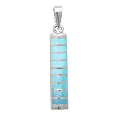Sterling Silver Natural Larimar Bar Pendant