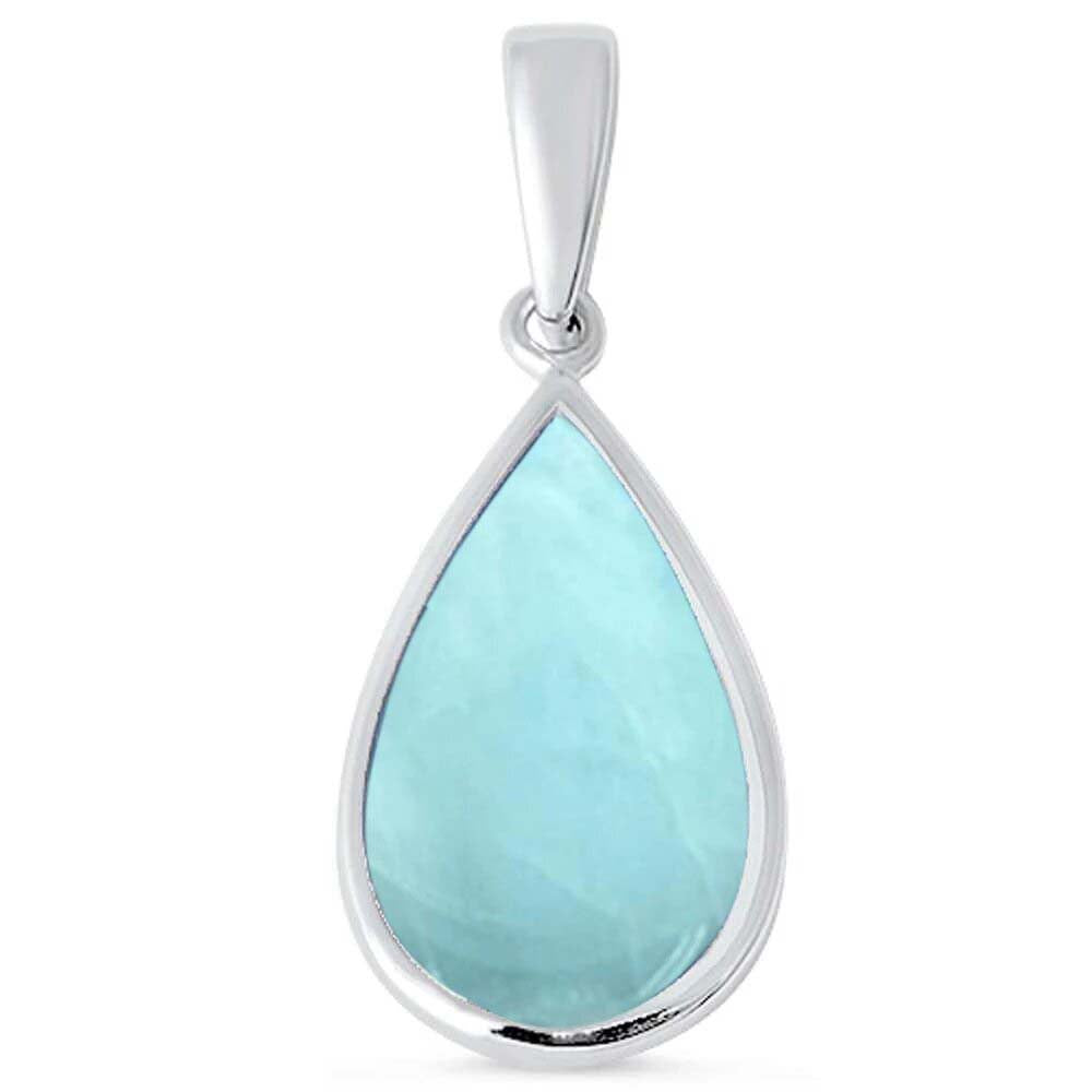 Sterling Silver Tear Drop Natural Larimar Pendant