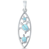 Sterling Silver Natural Larimar Turtle Pendant