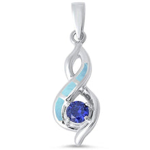 Load image into Gallery viewer, Sterling Silver Natural Larimar and Tanzanite Infinity Pendant