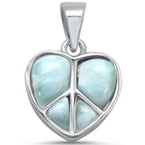 Sterling Silver Natural Larimar Heart Charm Pendant