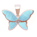 Sterling Silver Rose Gold Plated Natural Larimar Butterfly Pendant