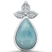 Load image into Gallery viewer, Sterling Silver Pear Natural Larimar Pendant